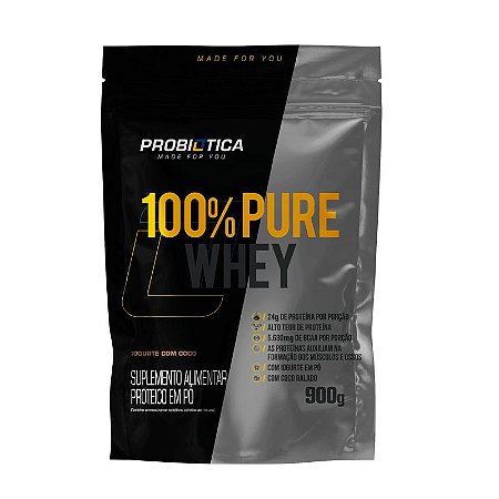 100% PURE WHEY REFIL IOGURTE COM COCO 900G PROBIÓTICA