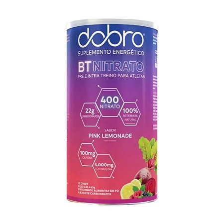 DOBRO BT NITRATO PRÉ E INTRA TREINO COM L-CITRULINA SABOR PINK LIMONADE 450G