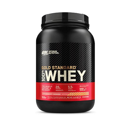 ON WHEY GOLD STANDARD 907G BANANA COM MORANGO OPTIMUN NUTRITION