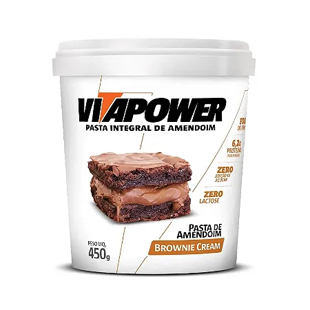 PASTA DE AMENDOIM INTEGRAL BROWNIE CREAM 450G VITAPOWER