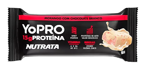 BARRA YOPRO MORANGO COM CHOCOLATE BRANCO 53G