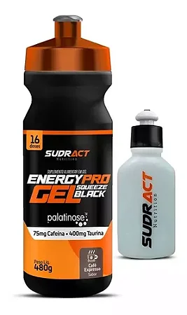 KIT - 1 ENERGY PRO GEL BLACK SQUEEZE CAFÉ EXPRESSO 480G + 1 SQUEEZE 100ML- SUDRACT NUTRITION