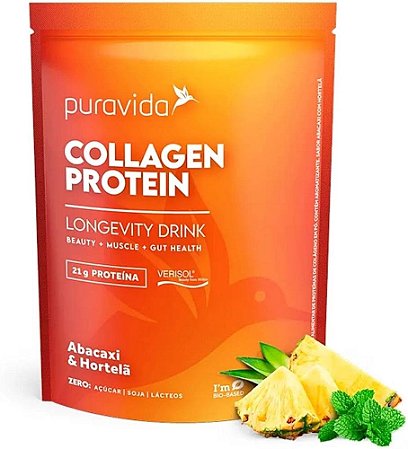 COLLAGEN PROTEIN SABOR ABACAXI COM HORTELÃ 450 G PURA VIDA