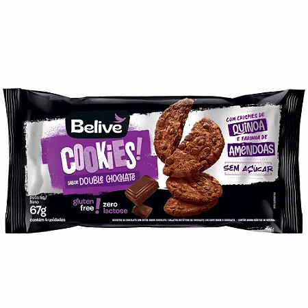 COOKIES BELIVE DOUBLE CHOCOLATE ZERO AÇÚCAR 67G BELIVE