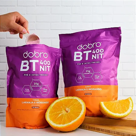 DOBRO BT NITRATO PRÉ E INTRA TREINO SABOR LARANJA E MORANGO POUCH 900G