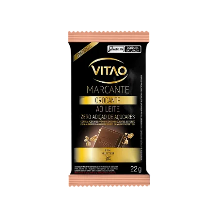 CHOCOLATE VITAO MARCANTE AO LEITE CROCANTE ZERO AÇÚCAR 22G
