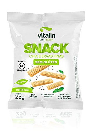 SNACK SALGADO SEM GLÚTEN CHIA COM ERVAS FINAS INTEGRAL 25G VITALIN