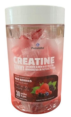 CREATINE GUMMY 30 GOMAS PUROLABZ SABOR FRUTAS VERMELHAS 240G