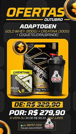 Combo God Whey 900g + Creatina 300g Adaptogen