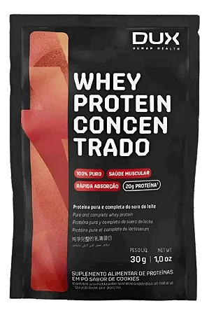 SACHÊS WHEY PROTEIN CONCENTRADO MORANGO DUX NUTRITION 30G