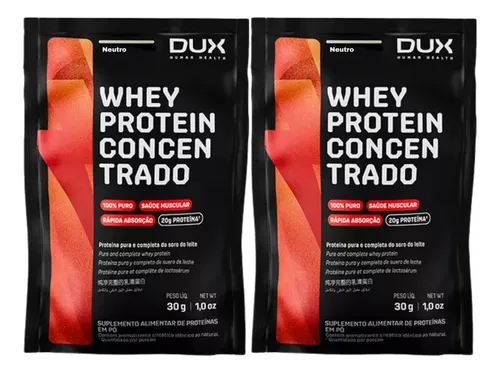 SACHÊS WHEY PROTEIN CONCENTRADO NEUTRO DUX NUTRITION 30G