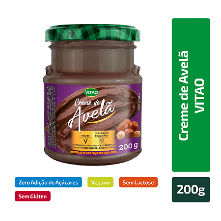 CREME DE AVELÃ VEGANO ZERO 200G VITAO