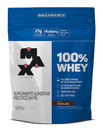 100% WHEY REFIL 900G CHOCOLATE MAX TITANIUM