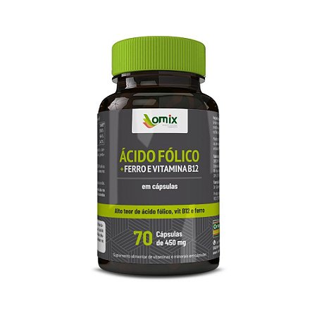 ÁCIDO FÓLICO, FERRO e VITAMINA B12 - 70 CAP OMIX
