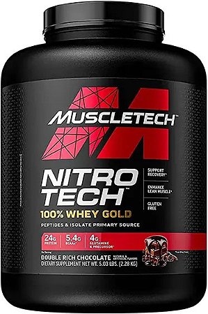 MUSCLETECH NITRO TECH 100% WHEY GOLD DOUBLE RICH CHOCOLATE 5LB (67 DOSES)