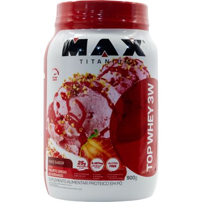 TOP WHEY 3W + SABOR 900G CHOCOLATE BRANCO COM MORANGO