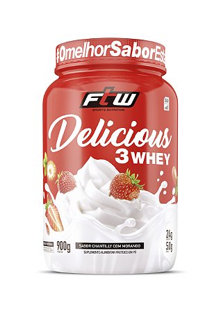 FTW DELICIOUS 3WHEY CHANTILY COM MORANGO 900G