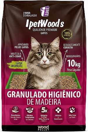 Granulado Ipet Woods de Madeira para Gatos