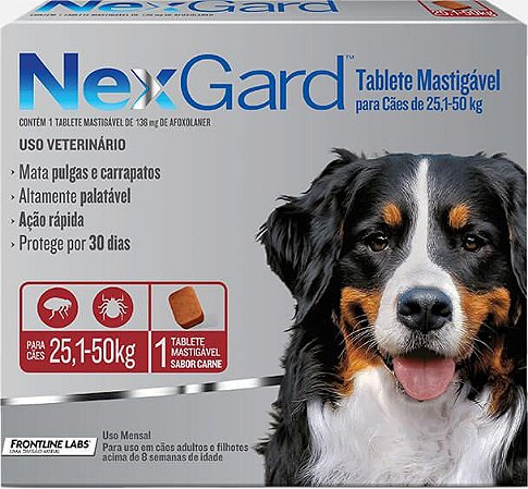 NexGard Antipulgas e Carrapatos Cães de 25,1 a 50kg