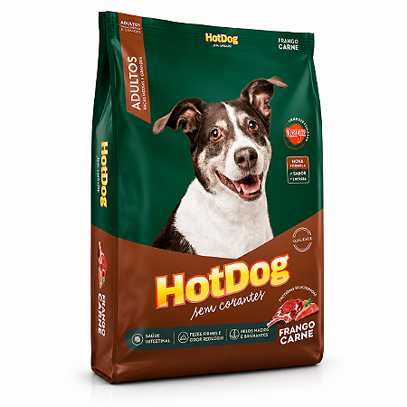 Ração Hot Dog para Cães Adultos Todas as Raças Sem Corantes