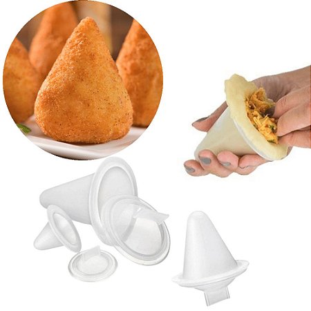 Kit Forma de Coxinha Modeladora Salgadinho 3 Tamanhos P M G Bar Lanchonete Festa Padaria