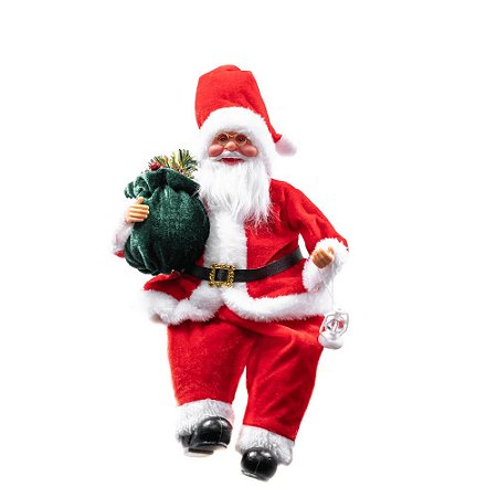 Papai Noel Boneco 36cm Assentado Decoracao Natal Enfeite Tradicional Presentes Lanterna