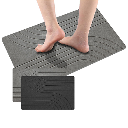 Tapete Banheiro Antiderrapante Impermeavel Pedra Diatomacea 60x40cm Absorvente Secagem Rapida
