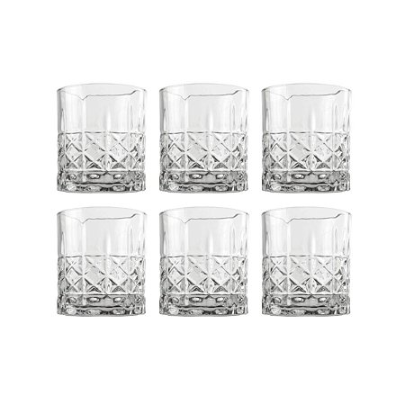Jogo 6 Copo Whisky Vidro Transparente 332ml Drink Diamond Premium Bartender Servir