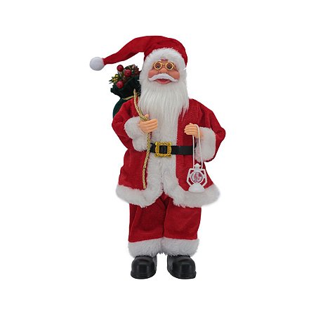 Papai Noel Tradicional 30cm Saco Presentes Lanterna Enfeite Natal Decoração Natalina Premium