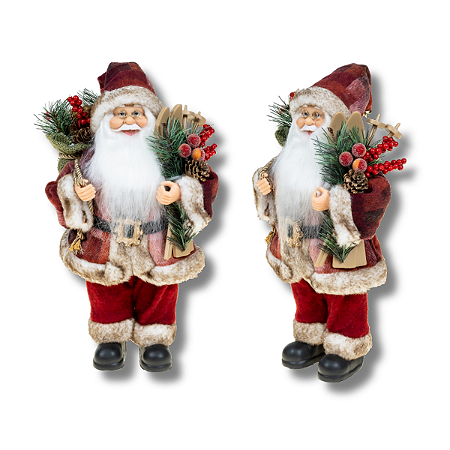 Boneco Papai Noel 30 cm Vermelho Esqui Enfeite Natalino Premium Decoração Natal