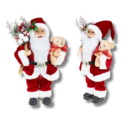 Boneco Papai Noel 30 cm Tradicional Enfeite Natalino Premium Decoração Natal