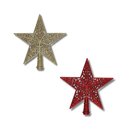 Estrela Ponteira Arvore Natal 21cm Brilho Enfeite Natalino Decoração Premium