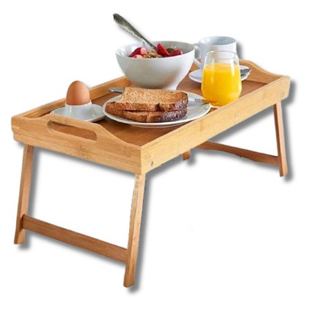 Bandeja Bambu Retangular Servir Café Manhã Cama Mesa Pés Dobráveis 50x30cm Multiuso