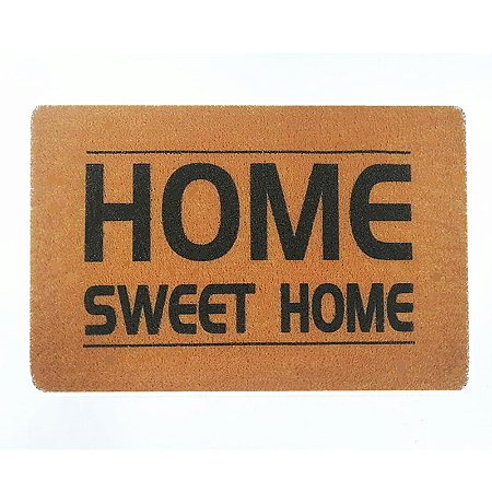 Tapete Capacho PVC Bege Home Sweet Home 60 x 40 cm Porta Entrada Casa Decoração Estilo