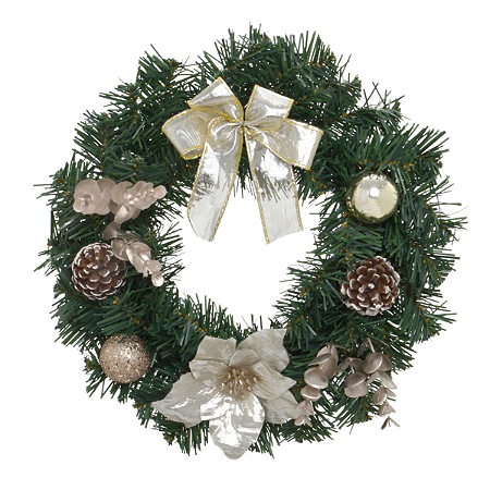 Guirlanda de Natal 30 cm Champagne Enfeite Natalino Porta Luxo Decoracao Premium