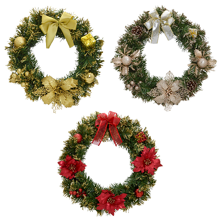 Guirlanda Decorada 36cm Porta Enfeite Natalino Premium Decoração Casa Natal
