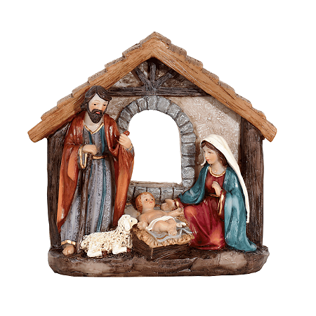Sagrada Família Presépio de Natal Imagem Nascimento Jesus 16cm Decoracao Natalina Premium