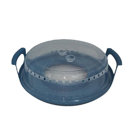 Suporte com Tampa Para Microondas 26cm BPA Free Alças Não Esquentam Fackelmann Azul Premium