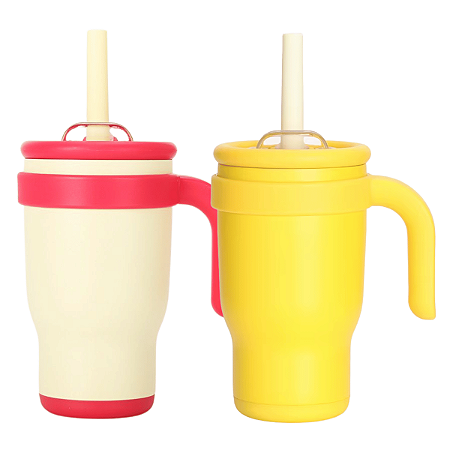 Copo Térmico Infantil com Canudo 420ml em Aço Inoxidável Isolado à Vácuo Não Vaza Seguro Durável