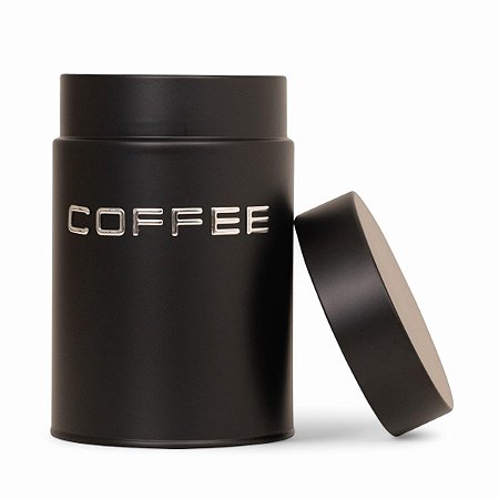 Porta Mantimento Pote Com Tampa Aço Galvanizado Preto Café Açucar 11x16,5cm