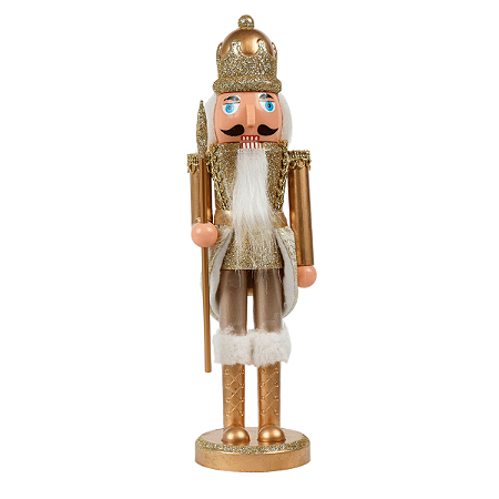 Quebra Nozes Boneco 28cm Dourado Estrela Decoracao Natal Enfeite Natalino Premium
