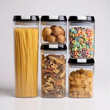 Conjunto 4 Pote Hermetico Porta Mantimento Com Tampa Vedacao Organizacao Cozinha