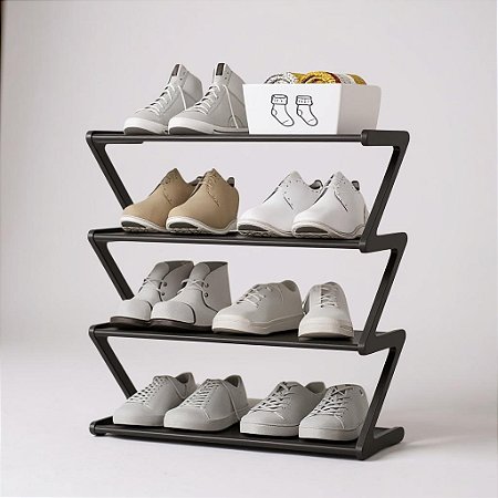 Sapateira Organizador de Calçados 12 Pares 55x49cm Metal Tecido Entrada Closet