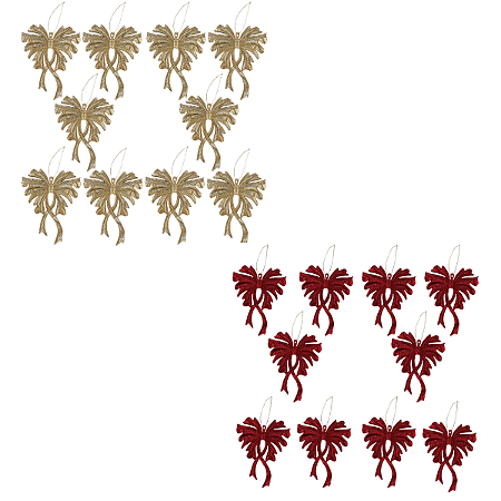 Kit 10 Laço Enfeite Para Arvore Natal Glitter 15x12cm Decoração Natalina Premium