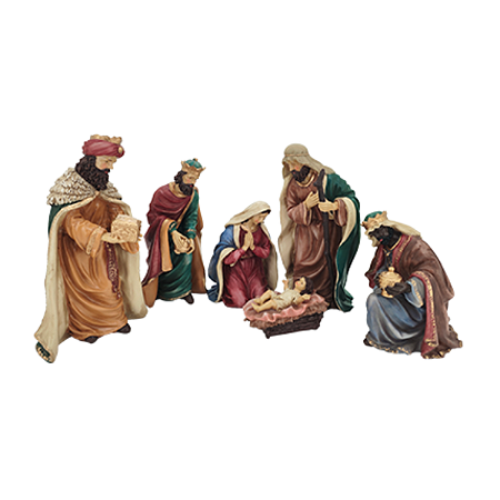 Presepio de Natal Tradicional 29cm 6 Figuras Decoracao Natalina Premium Enfeite