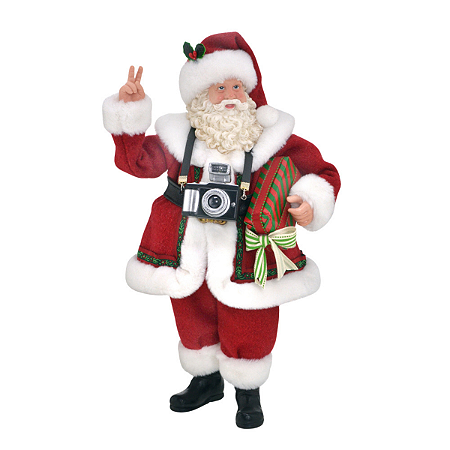 Papai Noel Boneco Máquina Fotográfica Resina Presente 27cm Decoracao Natal Enfeite Premium