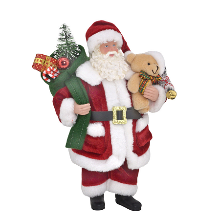 Papai Noel Tradicional Saco de Presentes Resina 27cm Decoracao Natal Premium Enfeite Natalino