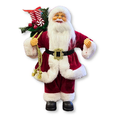 Papai Noel Boneco Enfeite de Natal 30cm Saco presente Candy Decoracao Natalina Premium