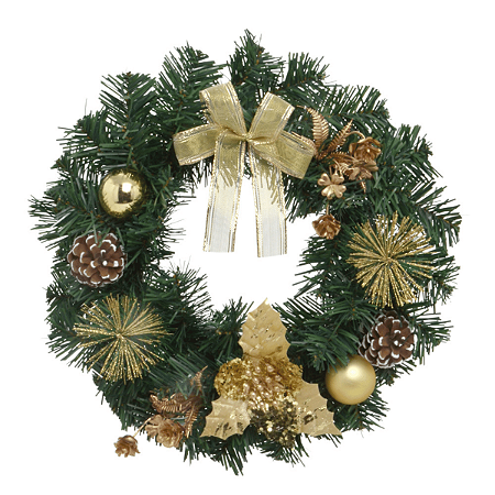 Guirlanda Decorada Bolas Douradas Pinhas Enfeite Porta Natal Decoracao Natalina Premium