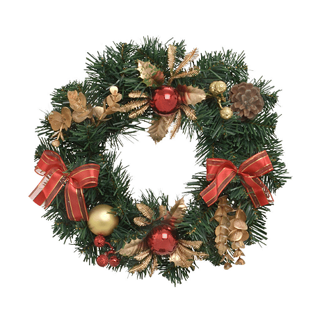 Guirlanda Decorada Laços Pinha Bolas Vermelha Dourada Enfeite de Natal Porta Decoracao Premium